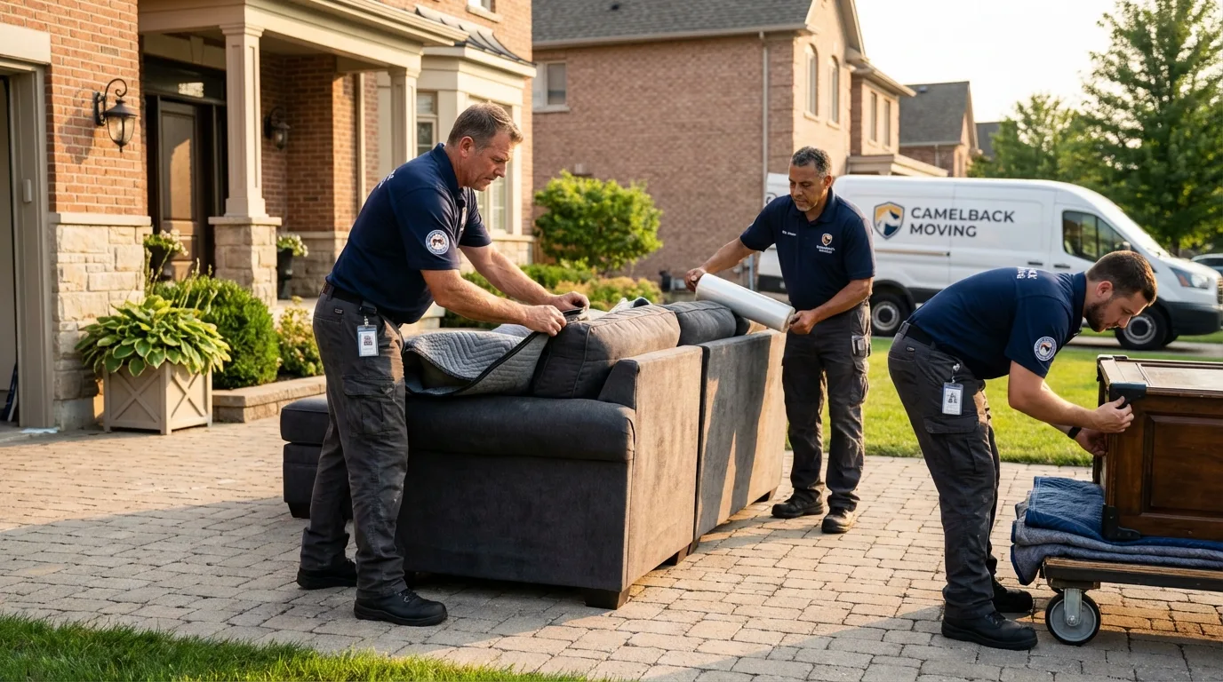 Large estate moving crew wrapping furniture in King, NC